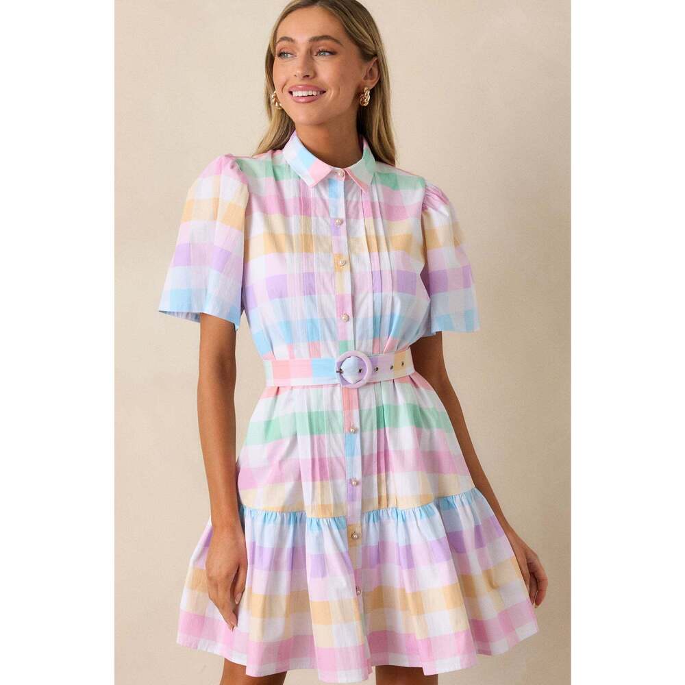 Red Dress Fairfax Easter Soiree Plaid Cotton Mini Dress Size XSXS / Pink